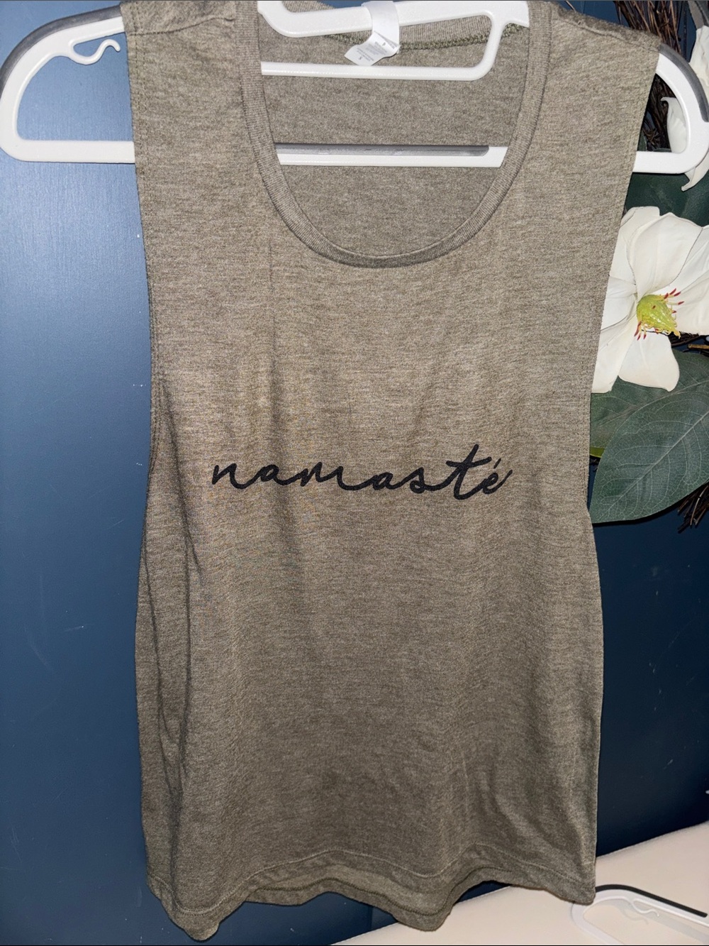Bella Canvas Olive Green 'namasté' Muscle Tank‎